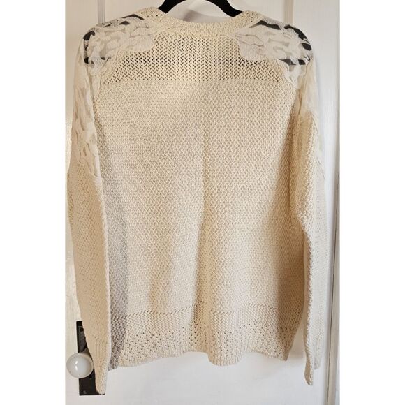 Absolutely stitch fix laced shoulder sweater women tan‎  Sz L - Picture 2 of 8